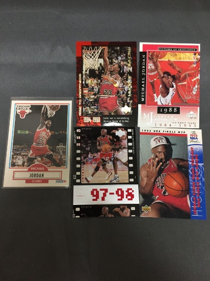 5 Card Lot of MICHAEL JORDAN Chicago Bulls Basketball Cards from HUGE JORDAN HOARD - WOW