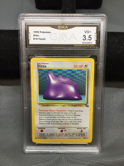 GMA Graded 1999 Pokemon Fossil DITTO Trading Card - VG+ 3.5