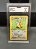 GMA Graded 1999 Pokemon Base Set 1st Edition RATICATE Trading Card - EX-NM 6