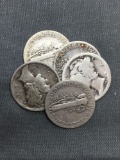 5 Count Lot of Mixed Date United States Mercury Silver Dimes - 90% Silver Coins from COIN STORE