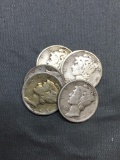 5 Count Lot of Mixed Date United States Mercury Silver Dimes - 90% Silver Coins from COIN STORE