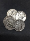 5 Count Lot of Mixed Date United States Mercury Silver Dimes - 90% Silver Coins from COIN STORE