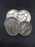 5 Count Lot of Mixed Date United States Mercury Silver Dimes - 90% Silver Coins from COIN STORE