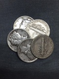 5 Count Lot of Mixed Date United States Mercury Silver Dimes - 90% Silver Coins from COIN STORE