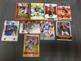 9 Card Lot of Football Serial Numbered, Prizm & Refractor Cards with Hall of Famers & Stars