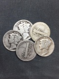 5 Count Lot of Mixed Date United States Mercury Silver Dimes - 90% Silver Coins from COIN STORE