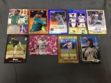 9 Card Lot of Baseball Serial Numbered, Prizm & Refractor Cards with Hall of Famers & Stars