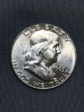 BU Uncirculated 1963 United States Franklin Silver Half Dollar - 90% Silver Coin from COIN STORE