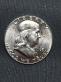 BU Uncirculated 1963 United States Franklin Silver Half Dollar - 90% Silver Coin from COIN STORE