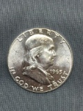 BU Uncirculated 1963 United States Franklin Silver Half Dollar - 90% Silver Coin from COIN STORE