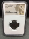 NGC Graded circa 1st Century B.C. SYRIA GABALA Bronze Coin from Estate - F Condition