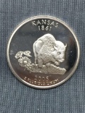 United States PROOF 90% Silver State Quarter from COIN STORE HOARD - Kansas