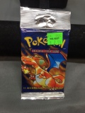 Sealed Pokemon Base Set Unlimited 11 Card Long Crimp Retail Booster Pack - Charizard Art - 20.83