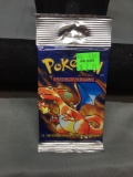 Sealed Pokemon Base Set Unlimited 11 Card Long Crimp Retail Booster Pack - Charizard Art - 20.87