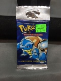 Sealed Pokemon Base Set Unlimited 11 Card Long Crimp Retail Booster Pack - Blastoise Art - 20.85