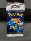 Sealed Pokemon Base Set Unlimited 11 Card Long Crimp Retail Booster Pack - Blastoise Art - 20.79