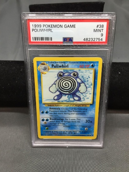PSA Graded 1999 Pokemon Base Set Unlimited POLIWHIRL Trading Card 38/102 - MINT 9