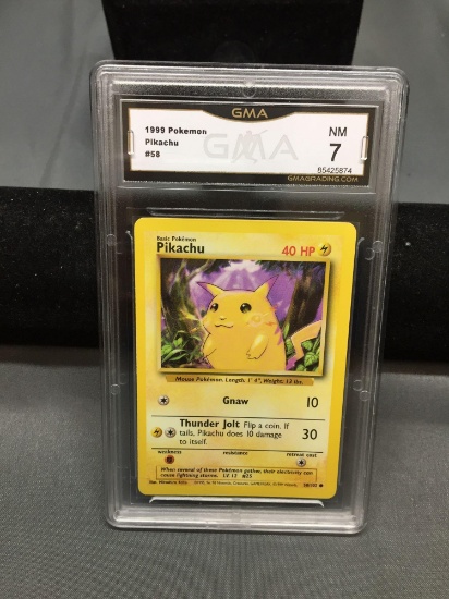 GMA Graded 1999 Pokemon Base Set Unlimited PIKACHU Trading Card - NM 7