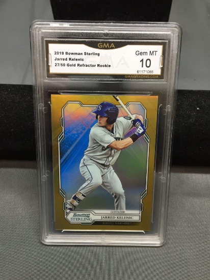 GMA Graded 2019 Bowman Sterling Gold Refractor JARRED KELENIC Mariners ROOKIE Baseball Card - GEM