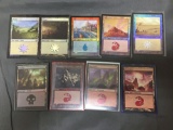 9 Card Lot of Magic the Gathering Basic Land FOIL Trading Cards from Collection