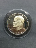 1973 United States Eisenhower Silver Proof Dollar Coin - 40% Silver Coin in Acrylic Holder