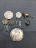 Amazing Mixed Lot of Items including Sterling Silver Ring, Franklin Half Dollar, Old Indian Head