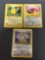 Vintage Pokemon 3 Card Starter Lot from Jungle - PIKACHU, MEOWTH & EEVEE