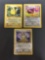 Vintage Pokemon 3 Card Starter Lot from Jungle - PIKACHU, MEOWTH & EEVEE