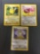 Vintage Pokemon 3 Card Starter Lot from Jungle - PIKACHU, MEOWTH & EEVEE