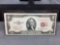 1953-A United States Jefferson $2 Red Seal Bill Currency Note from Estate