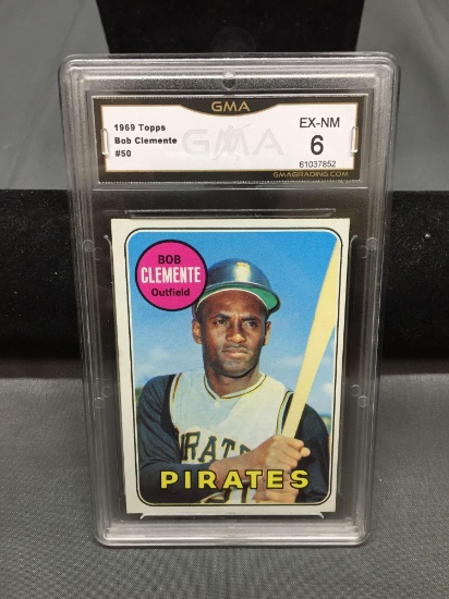 GMA Graded 1969 Topps #50 BOB ROBERTO CLEMENTE Pirates Vintage Baseball Card - EX-NM 6