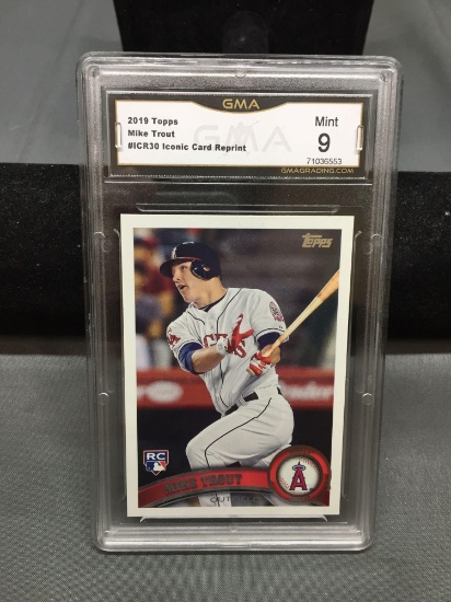 GMA Graded 2019 Topps Iconic Rookie Reprint MIKE TROUT Angels Baseball Card - MINT 9