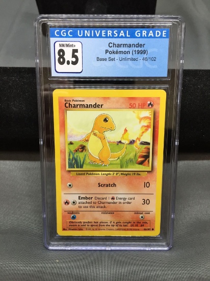 CGC Graded 1999 Pokemon Base Set Unlimited CHARMANDER Trading Card - NM-MT+ 8.5