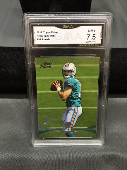 GMA Graded 2012 Topps Prime RYAN TANNEHILL Dolphins ROOKIE Football Card - NM+ 7.5