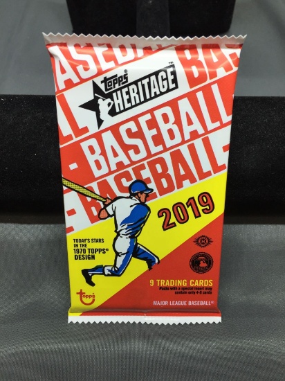 Factory Sealed 2019 Topps Heritage Baseball 9 Card Pack from Hobby Box