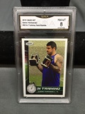 GMA Graded 2010 Sage Hit In Training Gold AARON HERNANDEZ Patriots Rookie Football Card - NM-MT 8