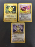 Vintage Pokemon 3 Card Starter Lot from Jungle - PIKACHU, MEOWTH & EEVEE