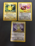 Vintage Pokemon 3 Card Starter Lot from Jungle - PIKACHU, MEOWTH & EEVEE