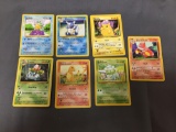 7 Card Lot of Vintage Pokemon Base Set Starters & Evolutions - Squirtle, Pikachu, Charmander & More!