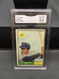 GMA Graded 1961 Topps #421 TY CLINE Indians Vintage Baseball Card - EX-NM+ 6.5