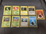 9 Count Lot of Vintage Pokemon Base Set 1st Edition Trading Cards - WOW from Estate