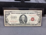 1966-A United States Franklin $100 Red Seal Bill Currency Note from Estate