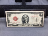 1928-G United States Jefferson $2 Red Seal Bill Currency Note from Estate