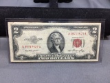 1953 United States Jefferson $2 Red Seal Bill Currency Note from Estate