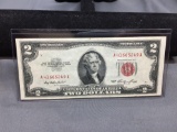 1953 United States Jefferson $2 Red Seal Bill Currency Note from Estate