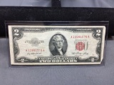 1953 United States Jefferson $2 Red Seal Bill Currency Note from Estate