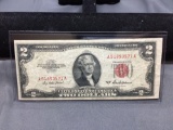 1953-A United States Jefferson $2 Red Seal Bill Currency Note from Estate