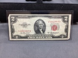 1953-A United States Jefferson $2 Red Seal Bill Currency Note from Estate