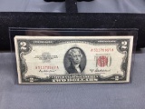 1953-A United States Jefferson $2 Red Seal Bill Currency Note from Estate