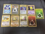 9 Count Lot of Vintage Pokemon Base Set 1st Edition Trading Cards - WOW from Estate